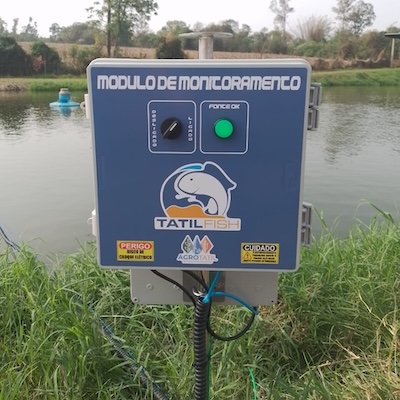 Módulo de monitoramento com aerador chafariz desligado ao fundo